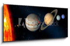 Obraz s hodinami 1D panorama - 120 x 50 cm F_AB2513860 - solar system - sluneční soustava