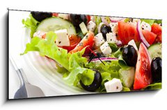 Obraz s hodinami 1D panorama - 120 x 50 cm F_AB25904887 - Vegetable salad with cheese