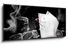 Obraz s hodinami   Poker, 120 x 50 cm