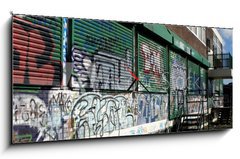 Obraz s hodinami 1D panorama - 120 x 50 cm F_AB2599174 - graffiti 5