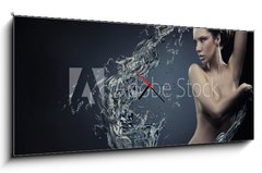 Obraz s hodinami   Beautiful women over water splash, 120 x 50 cm