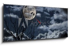 Obraz s hodinami 1D panorama - 120 x 50 cm F_AB26290329 - Full moon - Úplněk