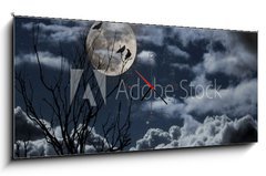 Obraz s hodinami 1D panorama - 120 x 50 cm F_AB26290329 - Full moon