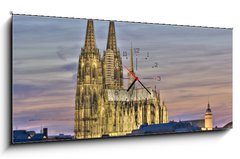 Obraz s hodinami   K lner Dom am Abend, 120 x 50 cm