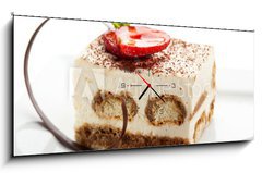 Obraz s hodinami   Tiramisu Dessert, 120 x 50 cm