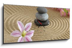Obraz s hodinami 1D panorama - 120 x 50 cm F_AB26707926 - zen garten - Zenová zahrada