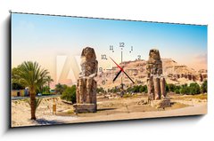 Obraz s hodinami 1D panorama - 120 x 50 cm F_AB267398714 - The Colossi of Memnon