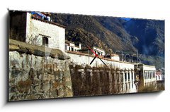 Obraz s hodinami 1D - 120 x 50 cm F_AB2696083 - tibet - sera monastery