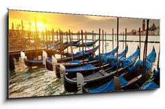 Obraz s hodinami 1D panorama - 120 x 50 cm F_AB26989951 - Sunrise in Venice