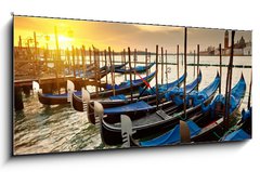 Obraz s hodinami   Sunrise in Venice, 120 x 50 cm