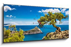 Obraz s hodinami 1D panorama - 120 x 50 cm F_AB27211758 - Tree and sea - Strom a moe