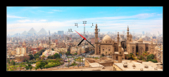 Obraz s hodinami 1D - 120 x 50 cm F_AB272614583 - The Mosque-Madrassa of Sultan Hassan  in the panorama of Cairo, Egypt