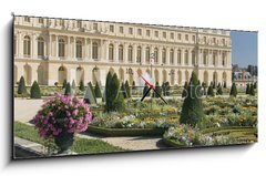 Obraz s hodinami   Royal residence Versailles, 120 x 50 cm