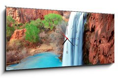 Obraz s hodinami 1D panorama - 120 x 50 cm F_AB2799273 - havasu falls - havasu pad