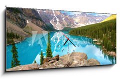 Obraz s hodinami   moraine lake, 120 x 50 cm