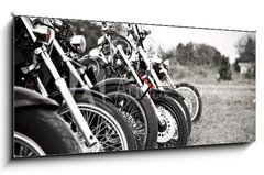 Obraz s hodinami   Bikes, 120 x 50 cm