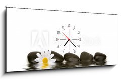 Obraz s hodinami 1D panorama - 120 x 50 cm F_AB2881748 - spa stones and daisy