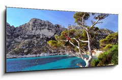 Obraz s hodinami 1D panorama - 120 x 50 cm F_AB28863354 - Pin du littoral dans les calanques de Marseille