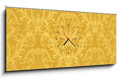 Obraz s hodinami 1D panorama - 120 x 50 cm F_AB28895501 - Luxury seamless golden floral wallpaper