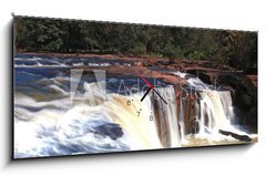 Obraz s hodinami 1D panorama - 120 x 50 cm F_AB28916872 - waterfall Tadtone in climate forest of Thailand - vodopád Tadtone v klimatu lesa Thajska