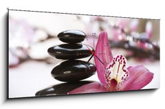 Obraz s hodinami   Spa Stones, 120 x 50 cm