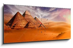Obraz s hodinami 1D - 120 x 50 cm F_AB293515177 - Giseh pyramids in Cairo in Egypt desert sand sun