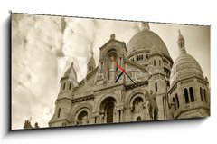 Obraz s hodinami 1D - 120 x 50 cm F_AB29462499 - Sacre coeur at Montmartre - Sacre coeur v Montmartru