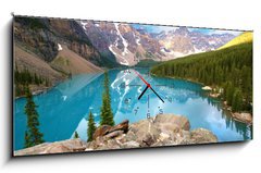 Obraz s hodinami   moraine lake, 120 x 50 cm