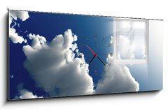 Obraz s hodinami 1D panorama - 120 x 50 cm F_AB29657385 - Window in sky - Okno na obloze