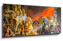 Obraz s hodinami   death of Pompeii, a reproduction of a painting by Karl Bryullov, the last day of Pompeii, 120 x 50 cm