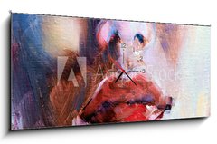 Obraz s hodinami 1D panorama - 120 x 50 cm F_AB298238089 - Red lips of a woman illustration
