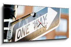Obraz s hodinami 1D panorama - 120 x 50 cm F_AB29950623 - Street sign on the bright day
