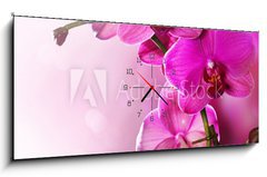 Obraz s hodinami   Orchid Flower border design, 120 x 50 cm