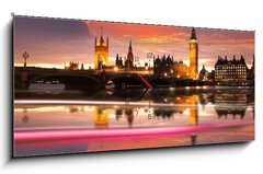 Obraz s hodinami 1D panorama - 120 x 50 cm F_AB30031688 - Big Ben in the evening, London, UK