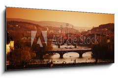 Obraz s hodinami 1D panorama - 120 x 50 cm F_AB30150697 - charles bridge