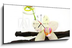 Obraz s hodinami 1D panorama - 120 x 50 cm F_AB30233119 - vanilla oil isolated on white background