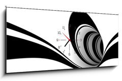 Obraz s hodinami   Abstract black and white spiral, 120 x 50 cm