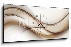 Obraz s hodinami 1D panorama - 120 x 50 cm F_AB306523545 - Grey white halftone background with brown blurred abstract waves.