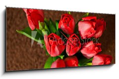 Obraz s hodinami 1D panorama - 120 x 50 cm F_AB30715111 - Kwiaty