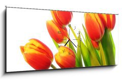 Obraz s hodinami   Tulips bouquet, 120 x 50 cm