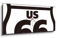 Obraz s hodinami   Route66 Historic Road, 120 x 50 cm