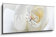 Obraz s hodinami 1D panorama - 120 x 50 cm F_AB31158130 - Soft white rose - Měkké bílé růže