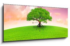 Obraz s hodinami 1D panorama - 120 x 50 cm F_AB3120144 - arbre sur prairie