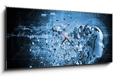 Obraz s hodinami 1D panorama - 120 x 50 cm F_AB31245116 - abstract character shattered into pieces - abstraktní postava rozbitá na kusy