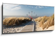 Obraz s hodinami   Nordsee Strand auf Langeoog, 120 x 50 cm