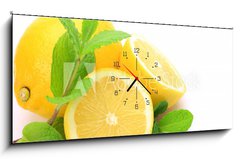 Obraz s hodinami 1D panorama - 120 x 50 cm F_AB31769768 - lemon and mint