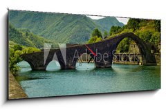 Obraz s hodinami 1D - 120 x 50 cm F_AB31949500 - Ponte del Diavolo Borgo a Mozzano