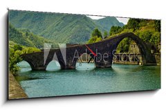 Obraz s hodinami   Ponte del Diavolo Borgo a Mozzano, 120 x 50 cm