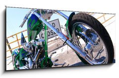 Obraz s hodinami 1D panorama - 120 x 50 cm F_AB3207273 - custom chopper - vlastní vrtulník