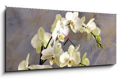 Obraz s hodinami 1D panorama - 120 x 50 cm F_AB32089730 - Orchidea bianca